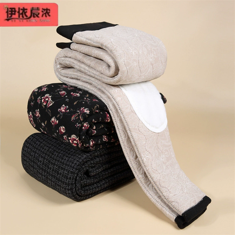 Хлопковые брюки для мам, Зимние новые наколенники, утолщенная верхняя одежда, хлопковые брюки для женщин среднего и пожилого возраста, прямые брюки с высокой талией, теплые брюки