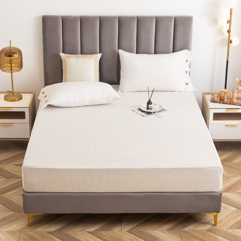 Cb # Knitted Cotton Waterproof Fitted Sheet Half-Packed Fitted Sheet Mattress Protector Home Bed Cover Bed Cover Simmons Waterproof Bed