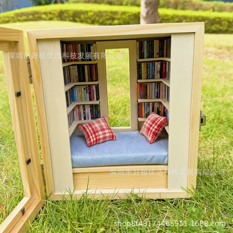 Cross-border Hot Selling Room Box with Window Miniature Book Nook
