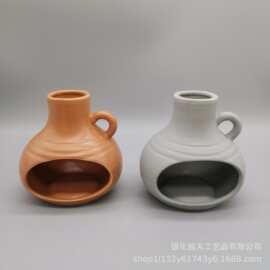INS欧美风格一体式莫兰迪色亚光色釉效果陶瓷火炉陶瓷亚光香薰炉