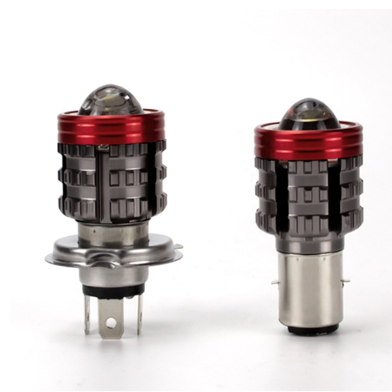 Ángel azul y rojo ojo de lámpara de foco para automóviles eléctricos motocicleta LED flash superbrillante faro lente ojo de pez pequeño cañón de acero