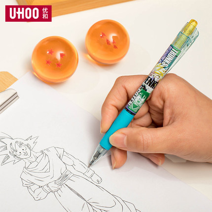 Youhe Paricon Dragon Ball Z edición limitada modelo conjunto Super Saiyan Dragon Ball pluma tipo empuje bolígrafo de gel con punta de doble cuenta