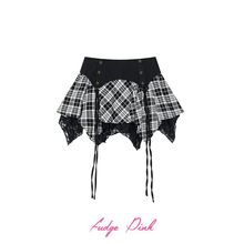 Fudge Pink 25秋季New美式辣妹个性设计格纹拼接短裙