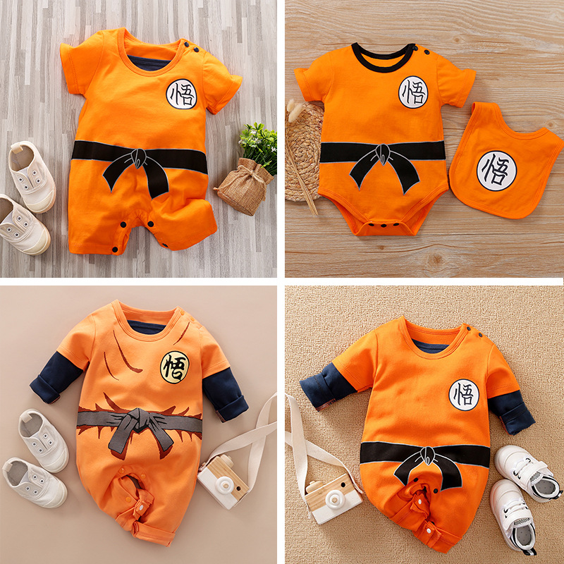 Ropa de bebé de dibujos animados ropa de verano y otoño Wukong Dragon Ball serie divertido algodón bebé mameluco mono transfronterizo al por mayor