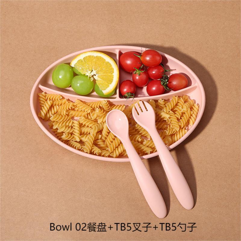 분리 접시 + 포크 스푼 핑크