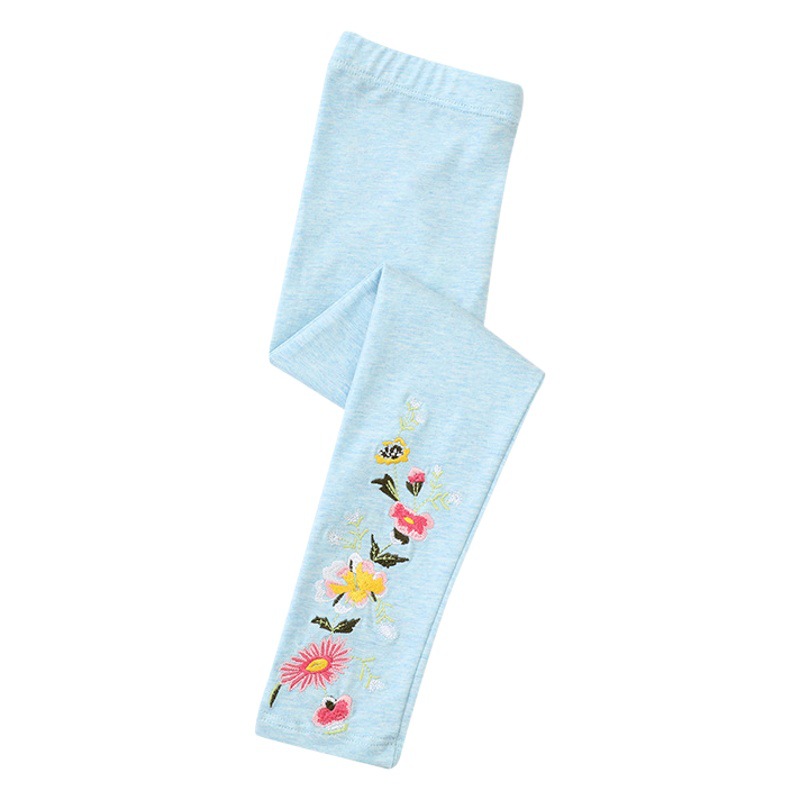 Polainas de las niñas bebé de punto flor hilado pantalones de algodón ropa de los niños primavera y otoño ropa exterior de los niños delgados pantalones de las niñas