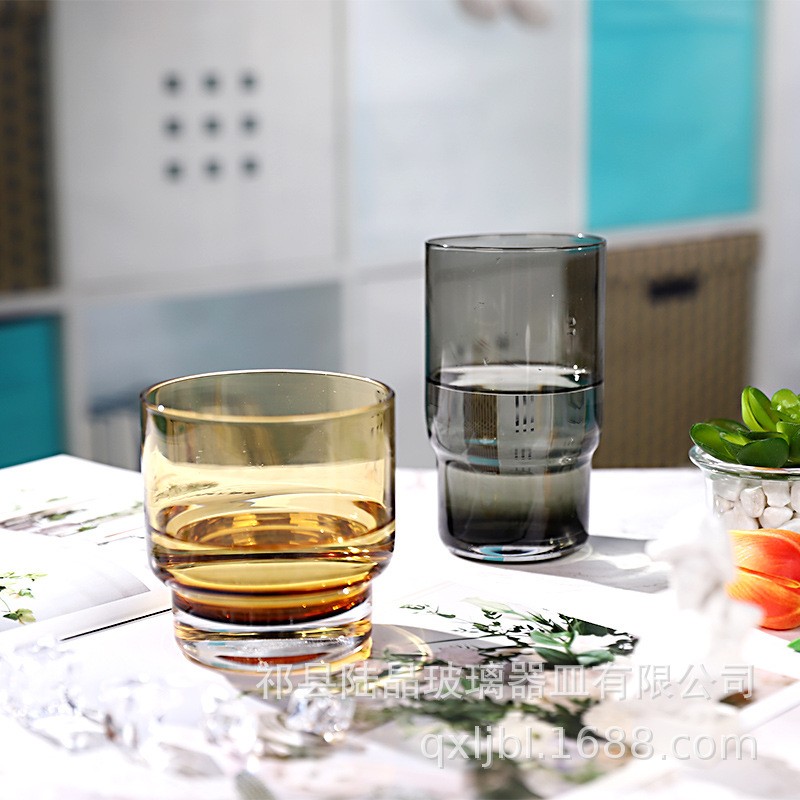 Lu Jing taza de bambú de alto aspecto agua fría taza de café taza de jugo de vidrio taza de agua flor taza de té vaso de whisky