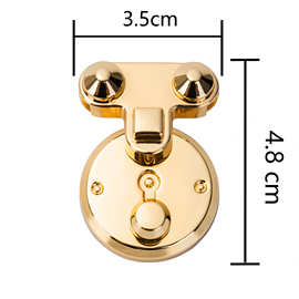 花都五金箱包配件金属圆形机关锁 浅金色女包锁推锁 斜挎包包锁扣