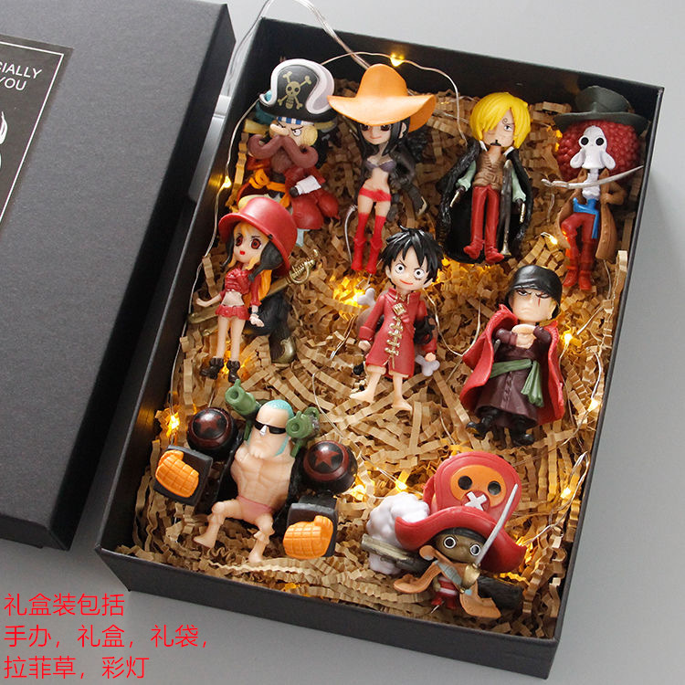 Uno de los piratas muñeca de oficina modelo de pastel decoración Q versión Luffy Sauron Ace Sanji Joba conjunto completo de anime