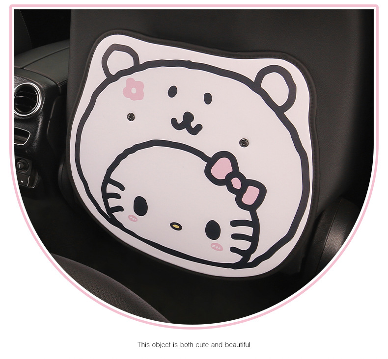 Cute Cartoon Chair Back Anti-Kick Pad for Little Cat Lady Car Seat Back Anti-Stain Pad Long and Short Two Styles Available