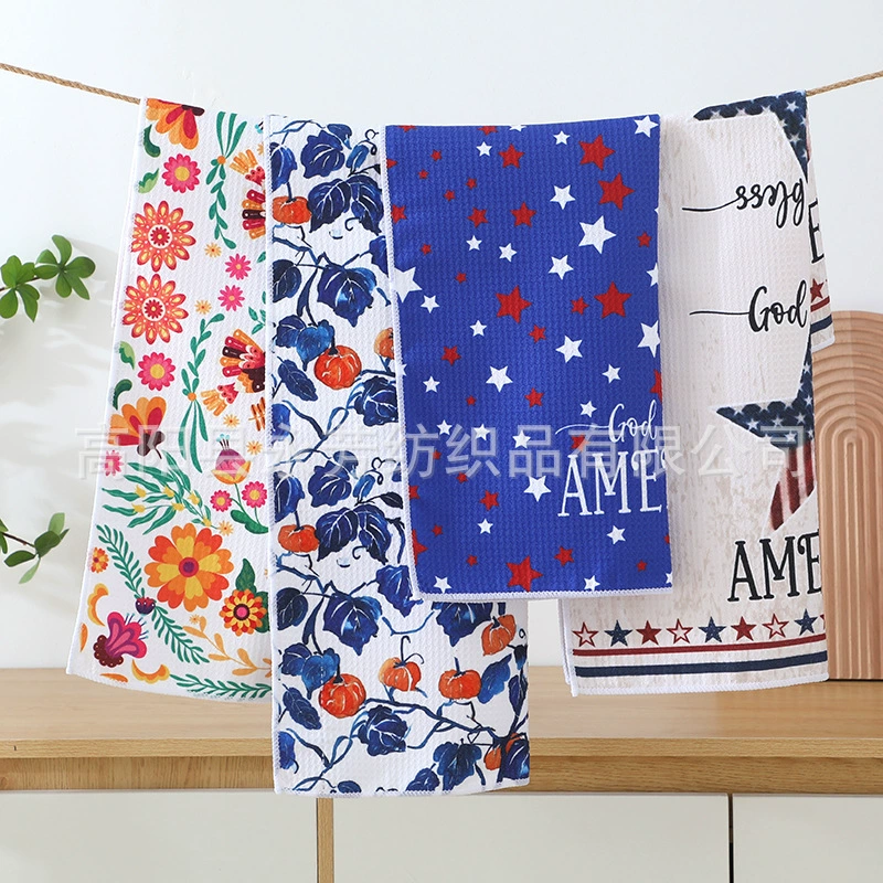 Печатное кухонное полотенце, популярное на Amazon, популярное полотенце в клетку с ананасом, утолщенное и впитывающее, быстросохнущее кухонное полотенце, кухонное полотенце