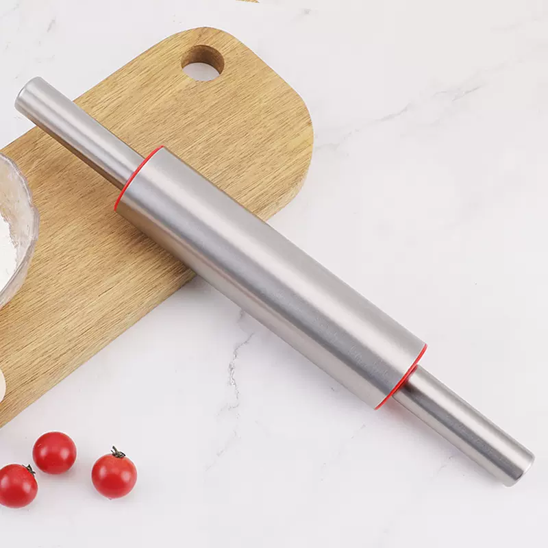 不锈钢擀面杖面粉饺子皮滚面器棍滚轴式pp塑料筒盖压面器烘焙工具