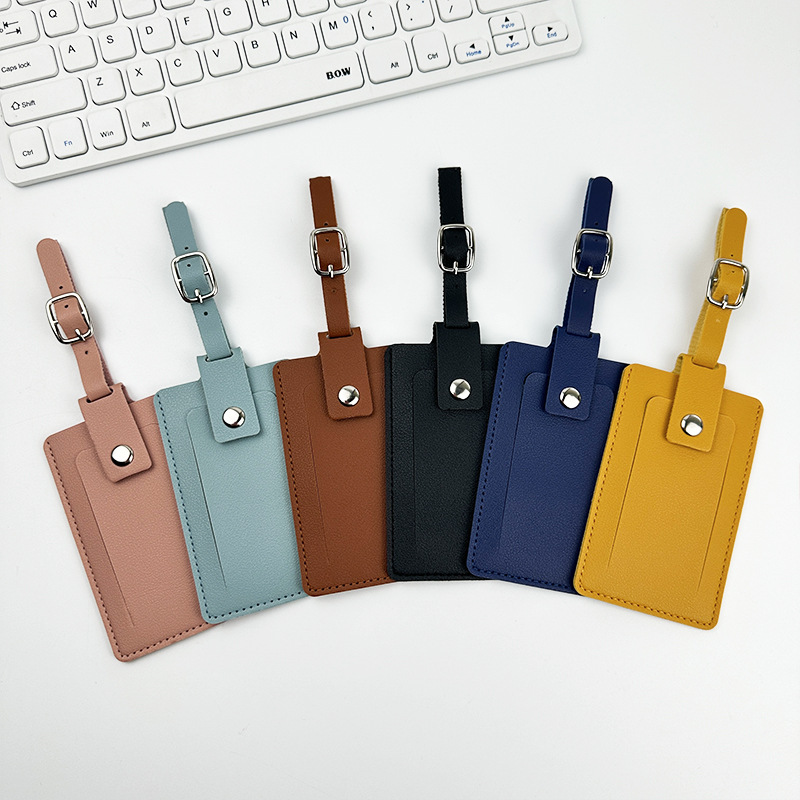 Cross-Border Top-Opening Snap-Fastener Anti-Loss Pvc Leather Boarding Pass Vertical Flip-Up Luggage Tag with Signature Paper