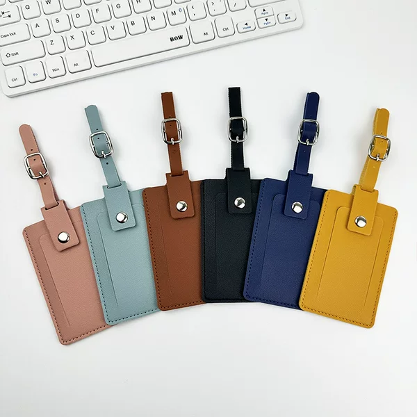 Cross-Border Top-Opening Snap-Fastener Anti-Loss Pvc Leather Boarding Pass Vertical Flip-Up Luggage Tag with Signature Paper