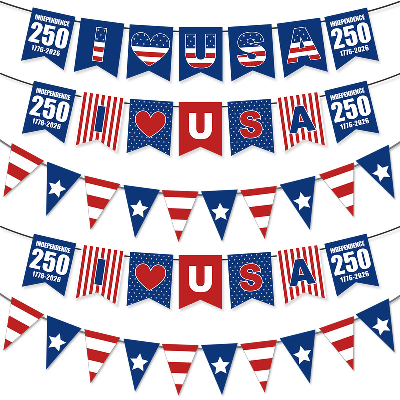 2026 Cross-Border 250Th Independence Day Decorations Usa Flag Banner Triangular Flag American Style Anniversary Celebration Garland 2026 Cross-Border 250Th Independence Day Decorations Usa Flag Banner Triangular Flag American Style Anniversary Celebration Garland