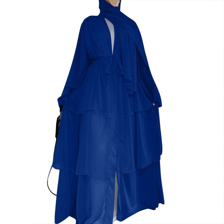 Cross-border Women's Clothing European And American Fashion Middle Eastern Style Spliced Three-layer Chiffon_ecoleips.com