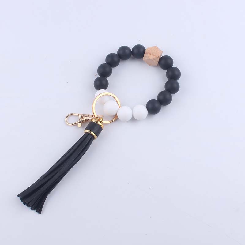 Pulsera de silicona pulsera llavero nuevo creativo DIY borla colgante contraste color
