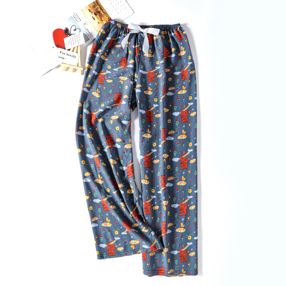 Pantalones de pijama de verano Source 45 de algodón y seda, pantalones anchos de nueve puntos para mujer, finos, talla grande, pantalones holgados para aire acondicionado, pantalones de playa