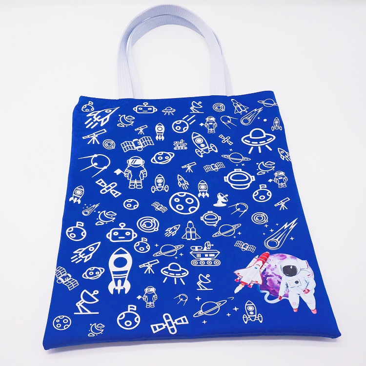 满版彩印手提广告宣传帆布袋  数码印花logo蓝色手提14安帆布袋