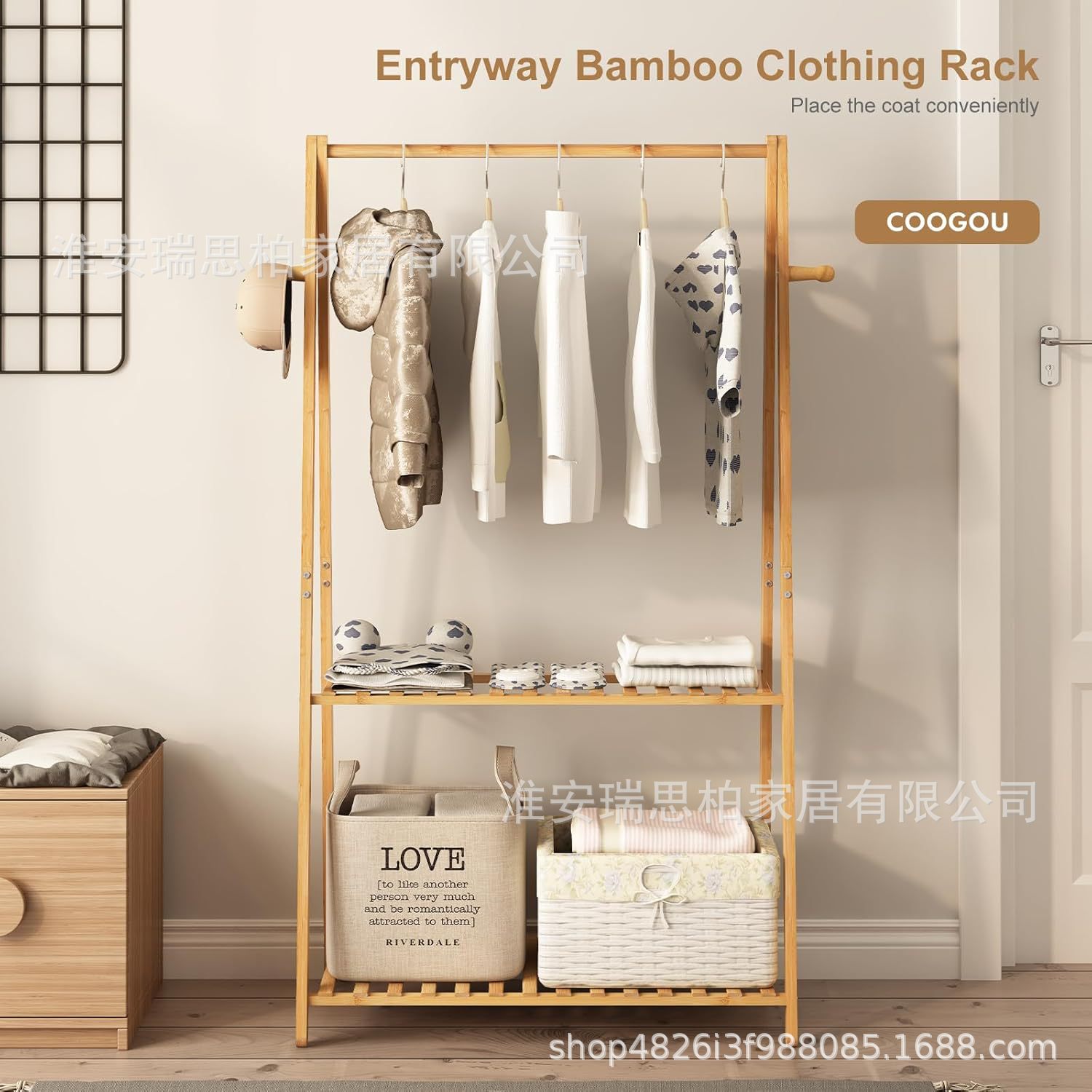 Children's Simple Coat Rack Movable Bedroom Floor Hanger Multi-functional Storage Rack Multi-layer Triangle