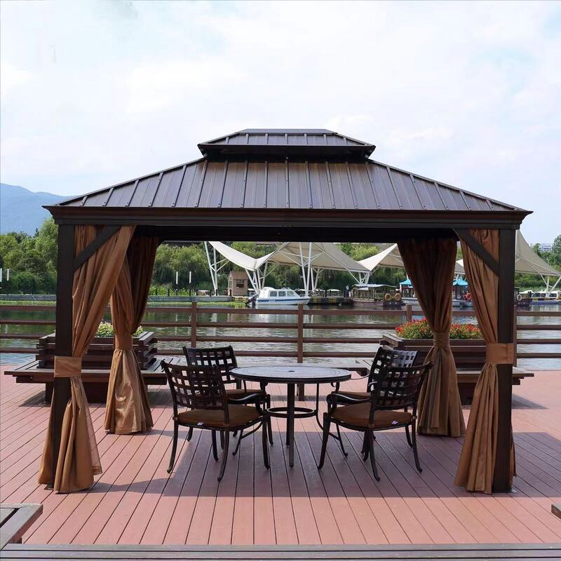 Outdoor aluminum alloy gazebo metal roof tent garden sun room dining tent courtyard leisure awning