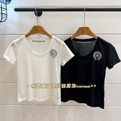深センNanyou高バージョンCHクロスプリントUネック半袖Tシャツレディース25夏新作デザイントップ