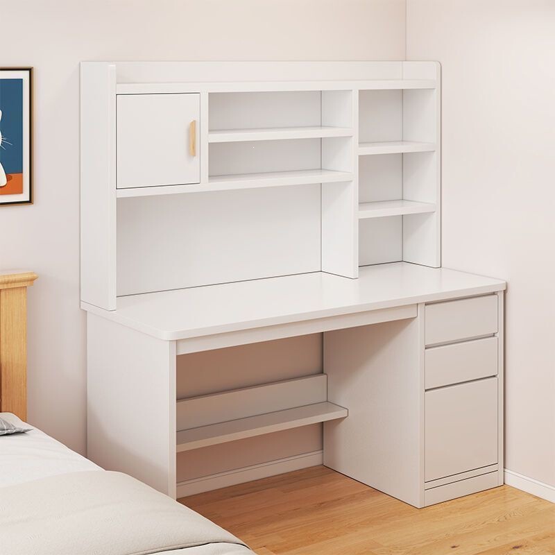 Desk and bookshelf integrated table with bookshelf, desktop computer table, home bedroom student study writing desk and chair set