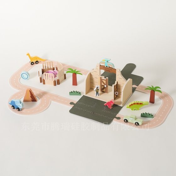 Children's Educational Dinosaur Car Track Matching Toy Baby Play Home Dinosaur Park Suitcase Scene Ornaments