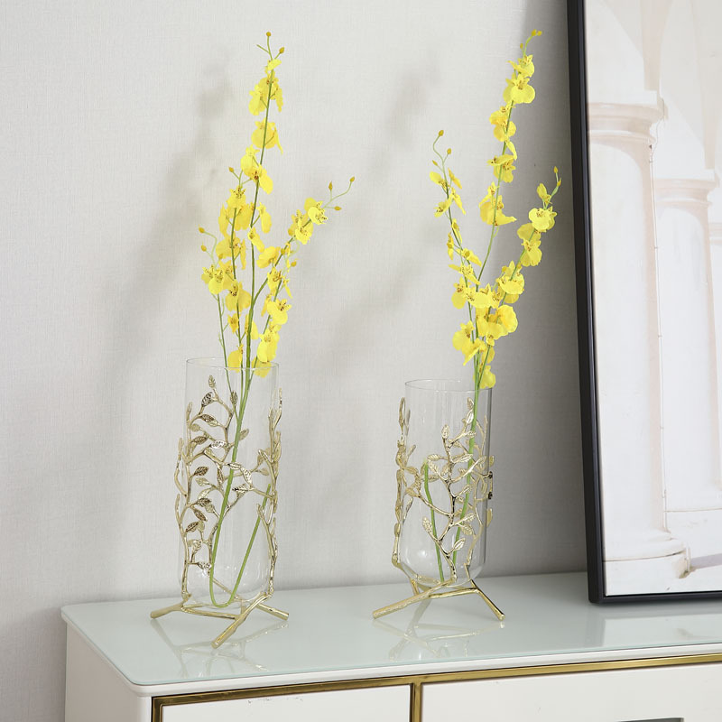 Hollow Branch-Shaped Electroplated Golden Vase Entrance Living Room Home Furnishings Hotel Ktv Club Office Accessories