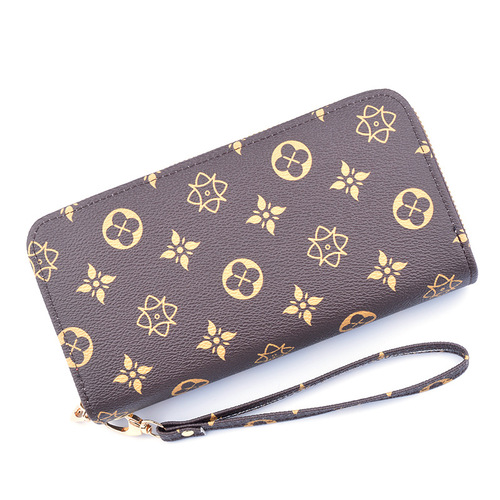 New Wallet Women's Long Double Zipper Clutch Fashion Printed Large Capacity Double Layer Wallet Coin Mobile Phone Bag