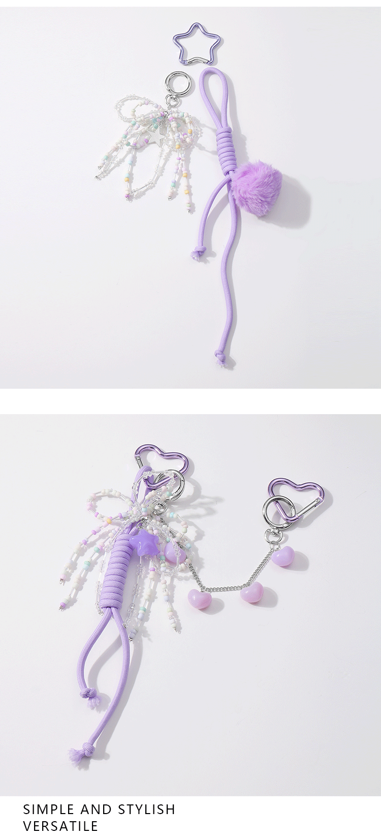 Sweet Resin Rope Zinc Alloy Star Heart Shape Knot Women's Bag Pendant Keychain display picture 2