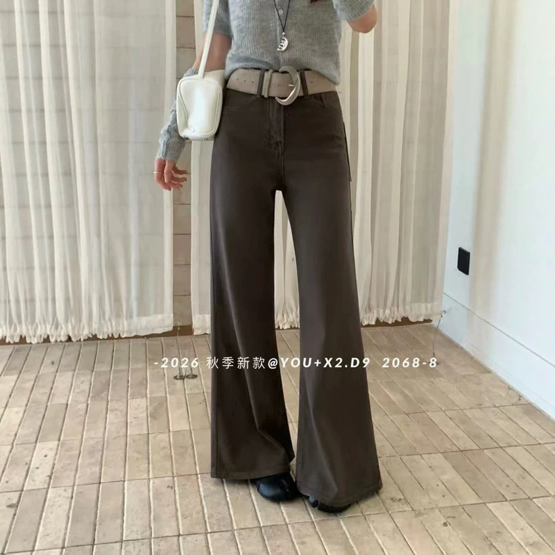 YOUX2 Early Autumn Korean Style Simple Loose Slimming Versatile Daily Commuting Design Flared Jeans 2068