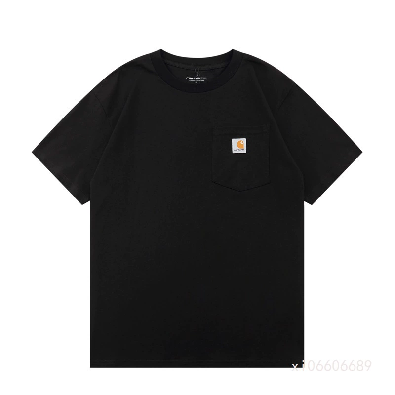 Carhartt K87 однотонная рабочая одежда с небольшим логотипом и карманами с короткими рукавами, модная свободная футболка унисекс с круглым вырезом для пар