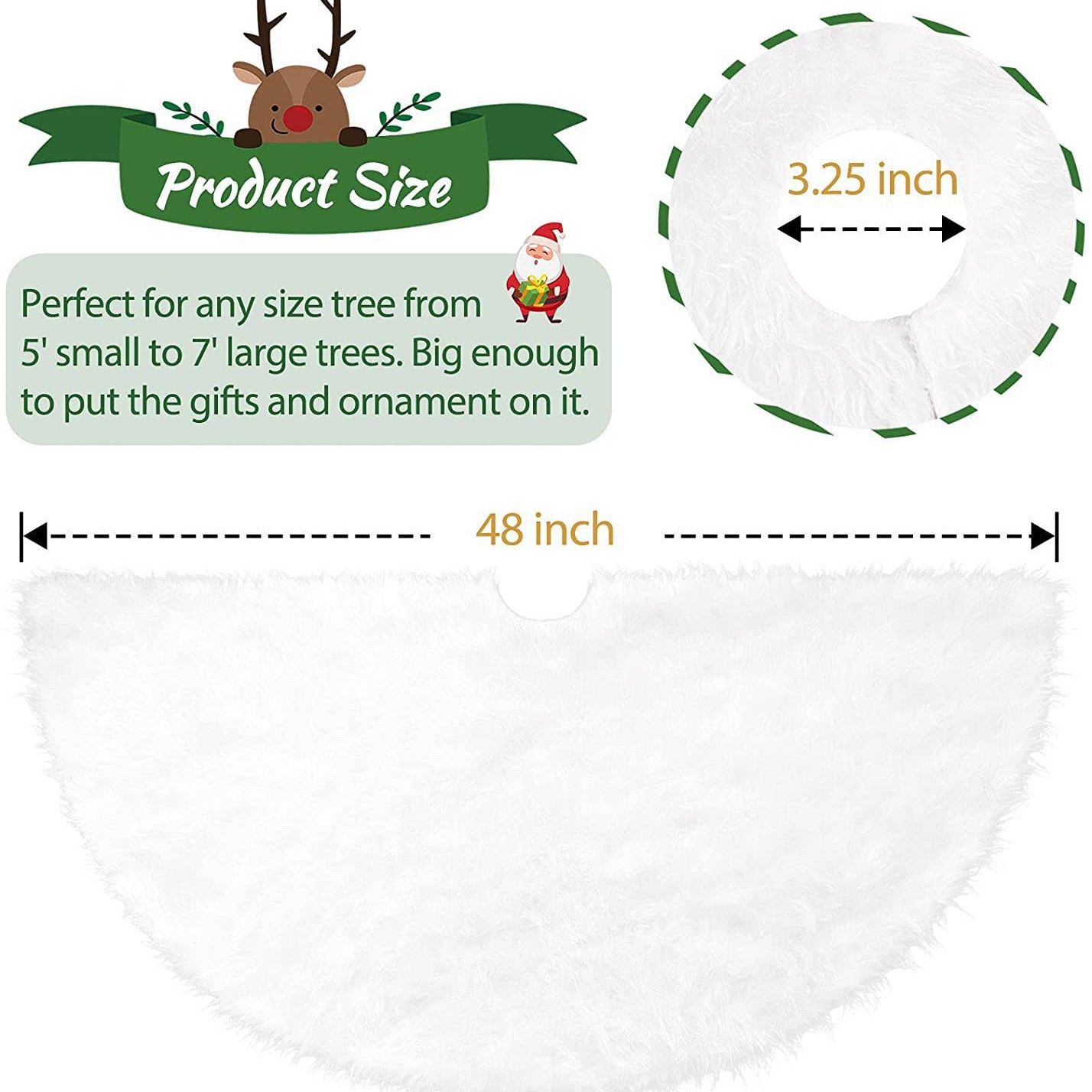 Falda de árbol transfronteriza falda de árbol de felpa blanca pura decoración de Navidad falda de árbol de Navidad