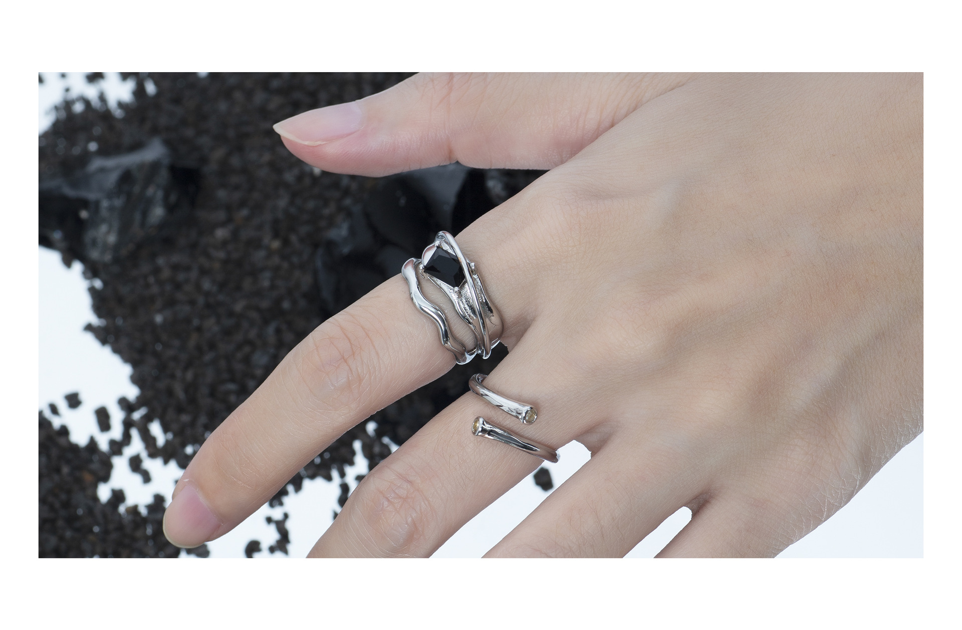 Fashion Waves Copper Plating Zircon Open Ring