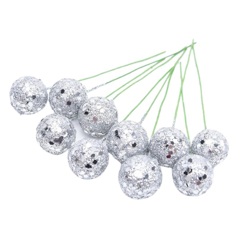 Glitter polvo Navidad fruta baya simulación espuma pequeña fruta roja árbol de Navidad accesorios de decoración de DIY Accesorios de la foto