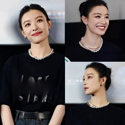 Ni Ni Style Glass Pearl Necklace for Women, Light Luxury Fake Pearl Choker Chain with Elegant and Refined Lockchain Accessory