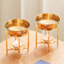 2024四脚架不锈钢碗金色香薰炉精油加热灯家用融蜡灯亚马逊外贸