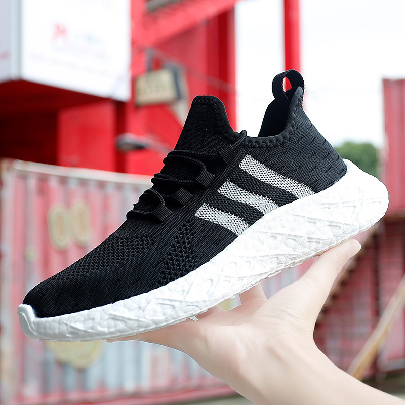 Cross-border high-elastic popcorn new running shoes men's soft-soled fly-woven mesh sports shoes men's and women's lightweight men's shoes