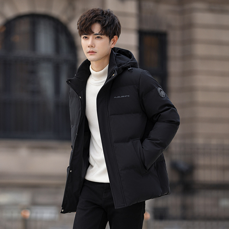 2024 Down Jacket Men's Short Thickened Extra-large Slim Fashionable Dad Clothes Middle-aged Grandpa Down Jacket Coat Hooded