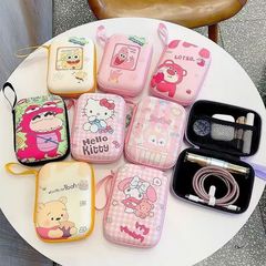 データケーブル充電器収納バッグイヤーケーブル収納ケース漫画かわいい携帯バッグロゴ