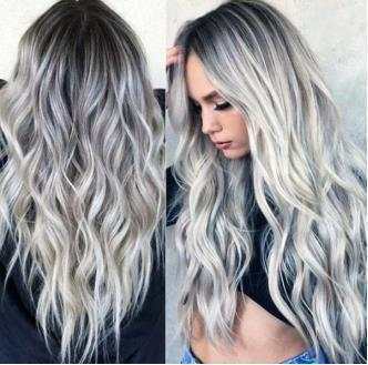 クロスボーダーアニメーションウィッグヨーロッパとアメリカの漂白と染色ミッドパートロングカーリーヘアCOSグレーグラデーション女性用ウィッグドロップシッピング|undefined