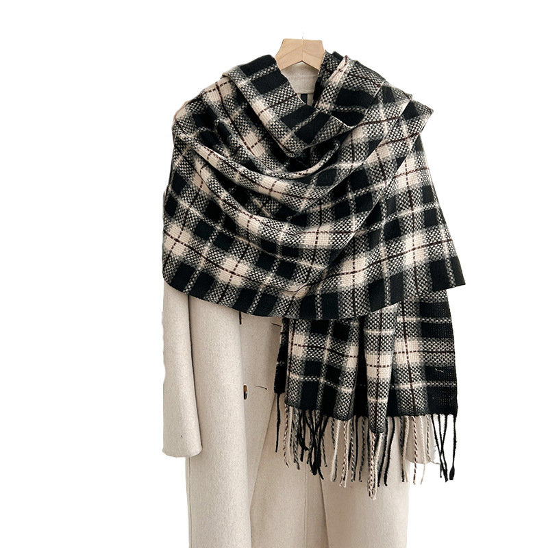 Otoño y invierno de alta calidad moda bufandas de tela de tela de tela coreana temperamento dulce y elegante imitación de cachemir calentamiento veloz chal image 6