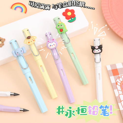 Students' sharpening-free HB pencils, posture pens, sketching and painting school supplies, cute cartoon eternal pencils that are not easy to break