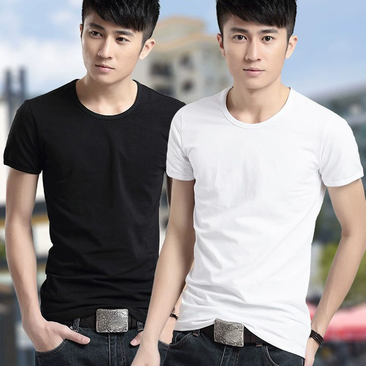Мужская Новая Белая мужская футболка с круглым вырезом и короткими рукавами, Мужская футболка, модная базовая хлопковая рубашка с короткими рукавами, 2019