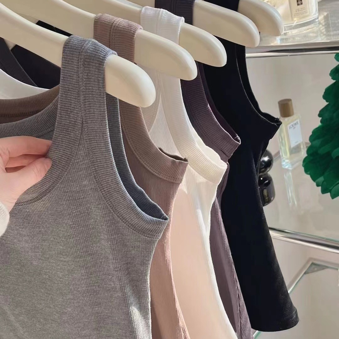 Estilo japonés Dongdaemun mismo chaleco Delgado verano sin costuras de algodón puro que basa el chaleco anti-exposición que cubre el pecho para las mujeres