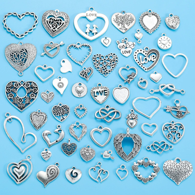 Сплавные аксессуары для рукоделия: браслеты, ожерелья, брелоки, подвески в форме сердца, смешанный стиль, ручная работа