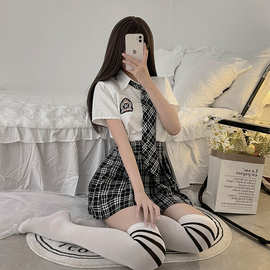 卡玫性感睡衣jk短裙纯欲清纯学生装校园女制服格子百褶裙套装3333