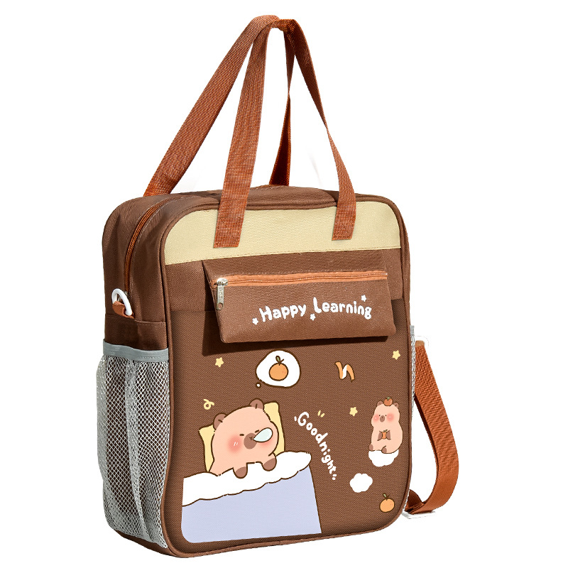 Kapibara bolsa de estudio de estudiantes de gran capacidad bolsa de almacenamiento de libros de texto estudiantes de mano bolsa de hombro al por mayor