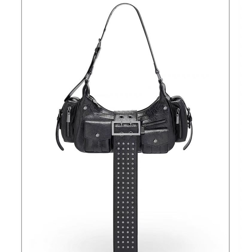 LuoLuoRoom Original "Rebellious Concubine" Black Women's Handbag/Shoulder Bag (Motorcycle Bag Without Pendant) - Thumbnail 5